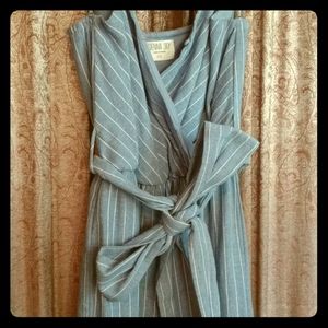 Blue and white pin stripes romper